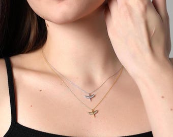 Petite Silver Angel Charm Necklace , Minimalist Angel Pendant , Silver/Gold/Rose Gold Options , Delicate Charm Jewelry , Personalized Gift