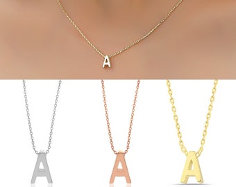 Customized Initial Necklace, Personalized Letter Necklace, Gold/Silver/Rose Color Sterling Silver Initial, Handmade, Personalized Gift