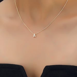 Collar con inicial personalizado, collar con letra personalizada, inicial en plata de ley color oro, joyería hecha a mano, regalo personalizado