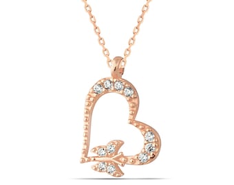 Heart with Butterfly Pendant , Jewelry For Women , 925 Sterling Silver Jewelry