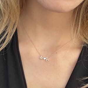 Personalised Multinitial Necklace, Heart Pendant Initial Necklace, Custom Initial Necklace, Delicate Initial & Heart, Celebrate Pride Month