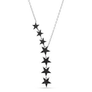 Star Lariat Necklace Asymmetric Y Shape Drop Star Pendant Zircon Gemstones Silver / Gold / Rose Gold Options image 9