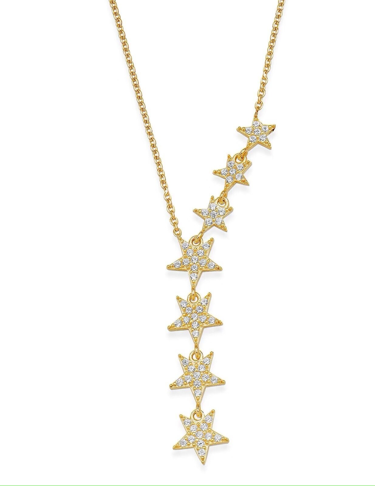 Gold Color Star Lariat Necklace - Asymmetric Y Shape Drop