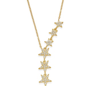 Star Lariat Necklace Asymmetric Y Shape Drop Star Pendant Zircon Gemstones Silver / Gold / Rose Gold Options image 10