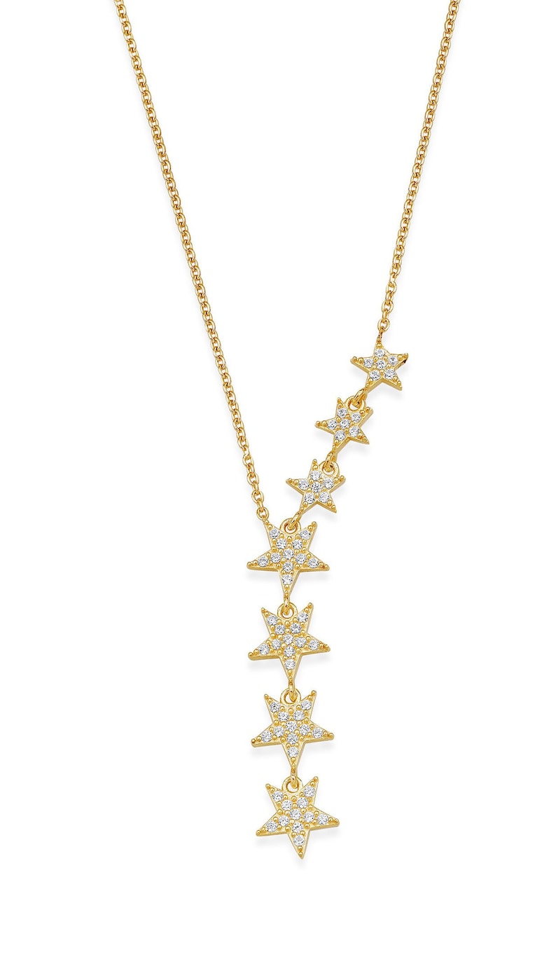 Star Lariat Necklace Asymmetric Y Shape Drop Star Pendant Zircon Gemstones Silver / Gold / Rose Gold Options image 10