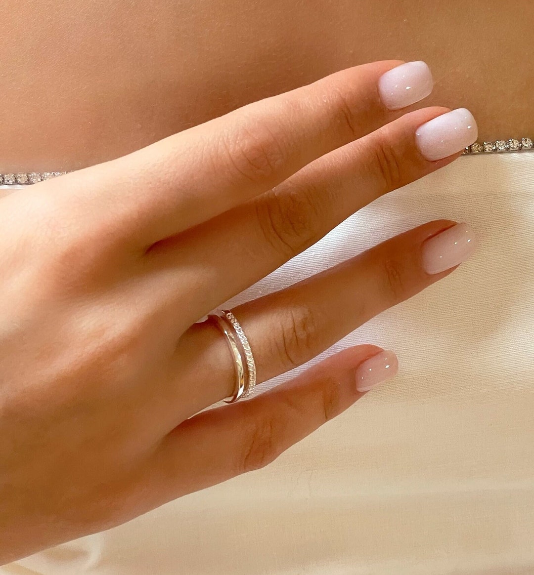 Élégante bague d'éternité double anneau Alliance infinité