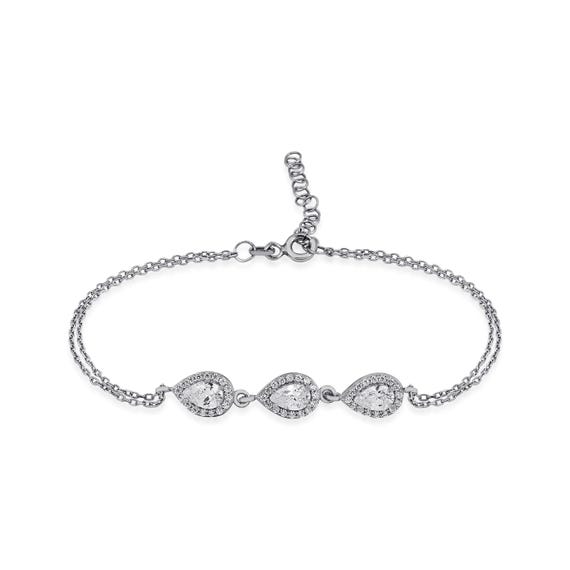 Elegant Teardrop Bracelet - Sapphire , Emerald and Crystal