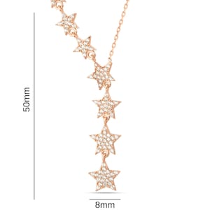 Star Lariat Necklace Asymmetric Y Shape Drop Star Pendant Zircon Gemstones Silver / Gold / Rose Gold Options image 6