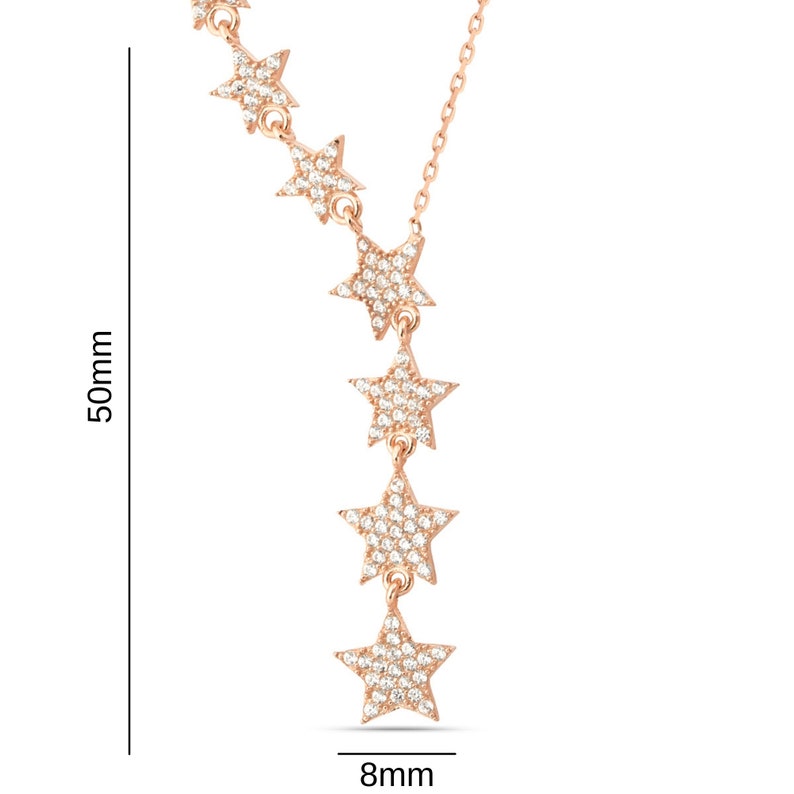 Star Lariat Necklace Asymmetric Y Shape Drop Star Pendant Zircon Gemstones Silver / Gold / Rose Gold Options image 6