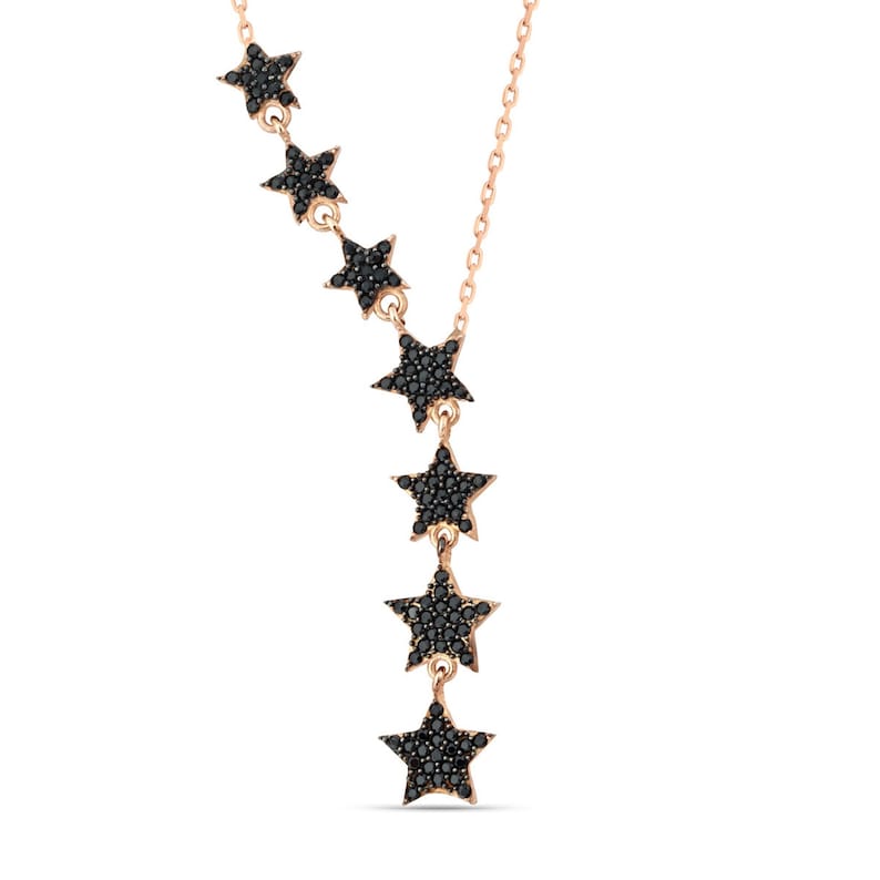 Star Lariat Necklace Asymmetric Y Shape Drop Star Pendant Zircon Gemstones Silver / Gold / Rose Gold Options image 7