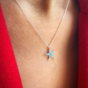 Silver Starfish Necklace for Ocean Lovers | Sea Life Pendant Silver Necklace | Tiny Starfish Pendant Necklace | Summer Jewellery For Women