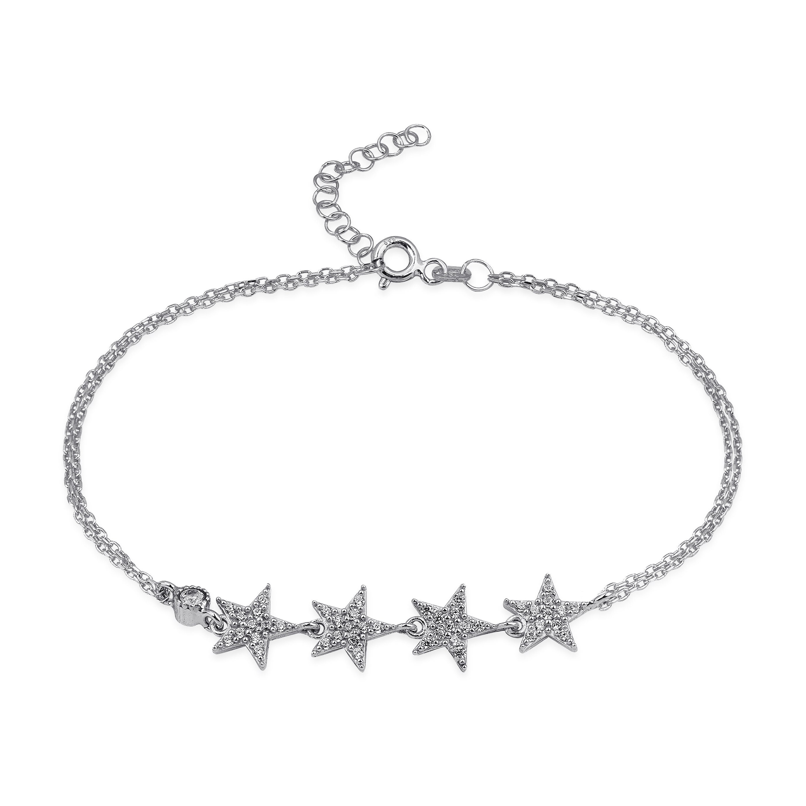 Star Chain Bracelet - Zircon Gemstones Celestial Bracelet