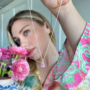 Bijoux roses avec pierre de naissance, bijoux Salut Barbie, collier avec pierre de naissance rose Inspo pour fille, collier d&#39;été, variantes argent/rose/or