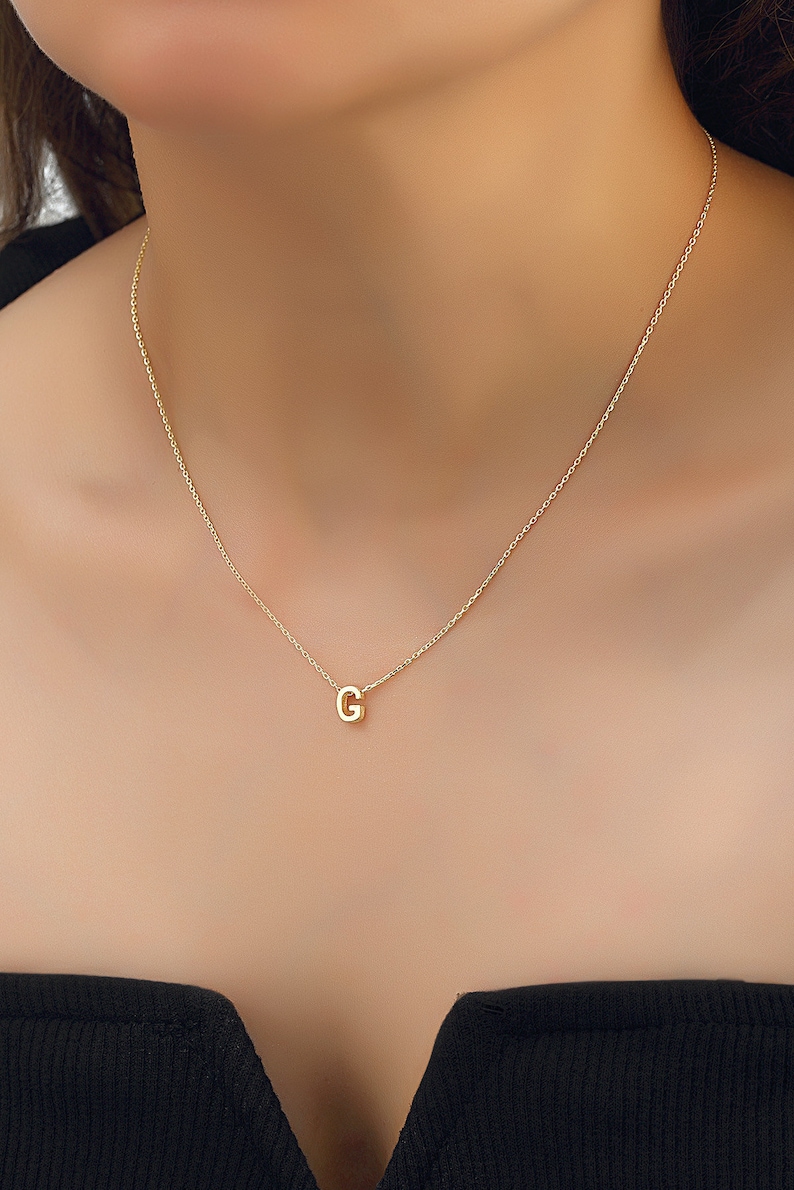 Personalized Initial Necklace, Customized Letter Necklace, Gold Color Sterling Silver Initial, Handmade Jewelry, Personalized Gift image 5