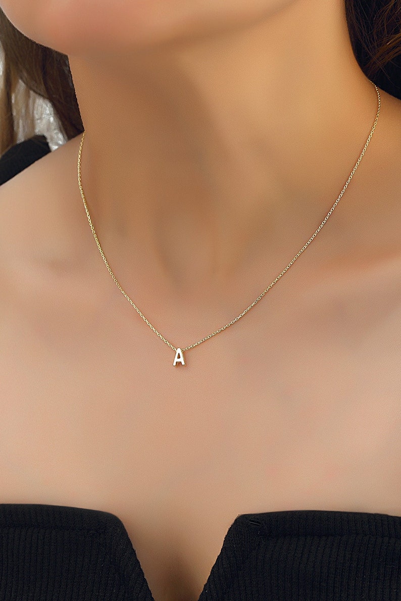 Personalized Initial Necklace, Customized Letter Necklace, Gold Color Sterling Silver Initial, Handmade Jewelry, Personalized Gift image 1