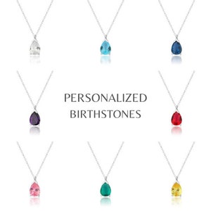 Personalized Birthstone Necklace, Silver Birthstone Necklace, Dainty Sterling Silver Birthstone Necklace, Perfect Gift Celebrate Pride Month