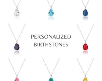 Personalized Birthstone Necklace, Silver Birthstone Necklace, Dainty Sterling Silver Birthstone Necklace, Perfect Gift Celebrate Pride Month