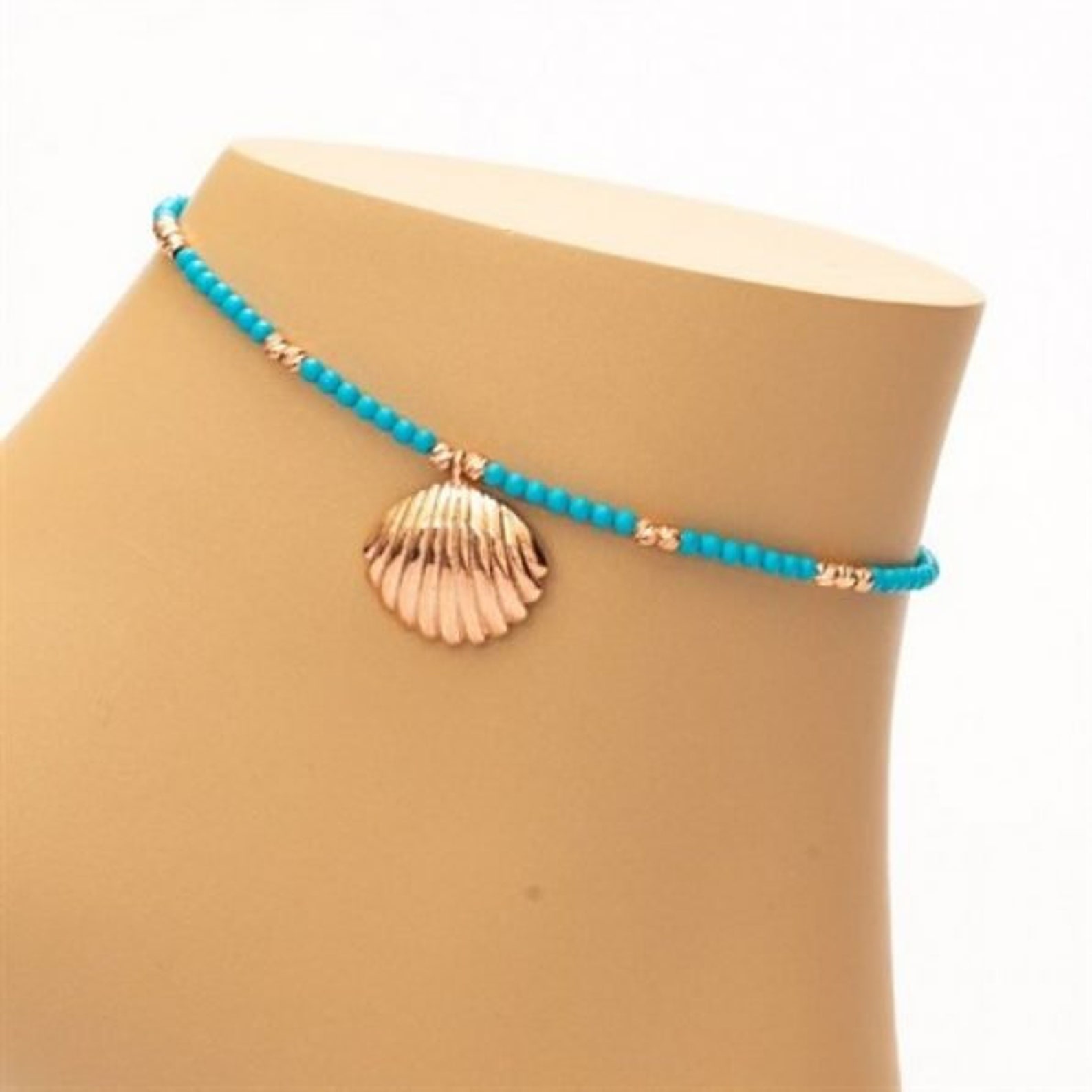 Sea Shell Beaded Silver Anklet Shell Anklet Boho Beach Etsy
