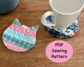 Patrón de costura para posavasos de gato: tapete para taza ideal para principiantes (patrón en PDF)