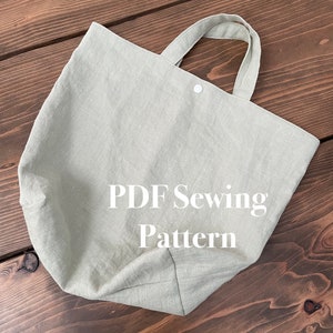 Medium Tote Bag PDF Sewing Pattern, Beginner Sewing Pattern, Tote Bag Sewing Pattern, Instant Download