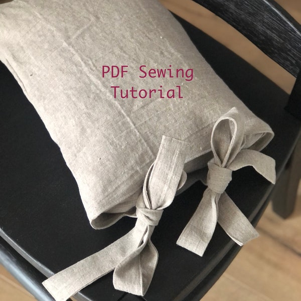 Pillow Cover With Tie Closure PDF Sewing Tutorial / 12" x 16" Pillow Cover / Instant Download