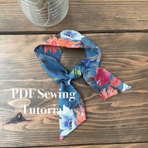 Skinny Scarf PDF Sewing Tutorial / Purse Scarf Sewing Tutorial / Hair Scarf Sewing Tutorial