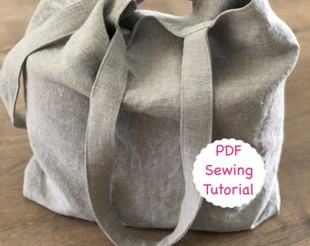 Tote Bag PDF Sewing Tutorial, Tote Bag Sewing Pattern, Instant Download