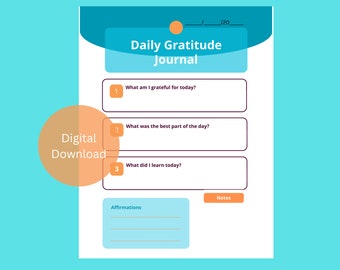 Daily Gratitude Journal Page Download  / Gratitude Journal Printable / PDF Instant Download