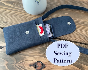 Crossbody Cell Phone Bag Sewing Pattern, Phone Bag PDF Sewing Tutorial, Instant Download