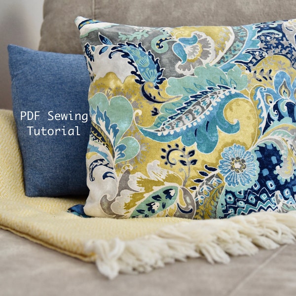 Pillow Cover PDF Sewing Tutorial, Pillow Cover Sewing Pattern, Envelope Pillow Cover PDF,  Instant Download