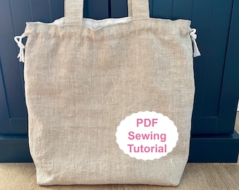 Drawstring Tote Bag Sewing Tutorial: Beginner-Friendly PDF Pattern