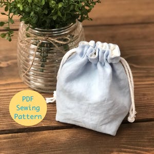 Small Drawstring Pouch PDF Sewing Pattern, Drawstring Bag Sewing Pattern, Instant Download, Beginner Sewing Pattern