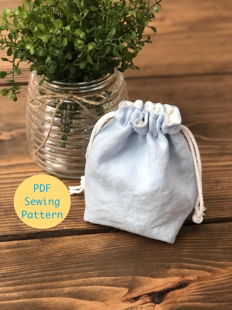 Small Drawstring Pouch PDF Sewing Pattern, Drawstring Bag Sewing Pattern, Instant Download, Easy Beginner Sewing Patterns