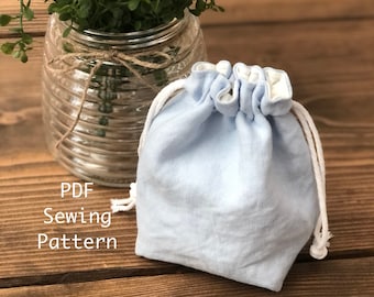 Small Drawstring Pouch PDF Sewing Pattern, Drawstring Bag Sewing Pattern, Instant Download