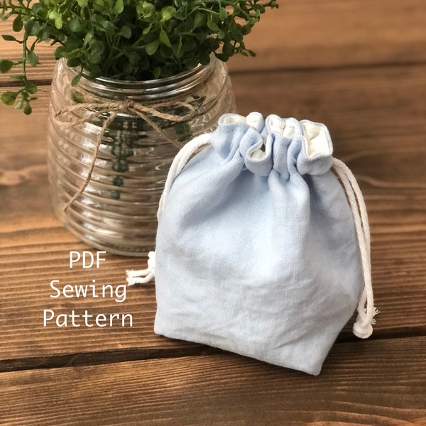 Small Drawstring Pouch PDF Sewing Pattern, Drawstring Bag Sewing Pattern, Instant Download