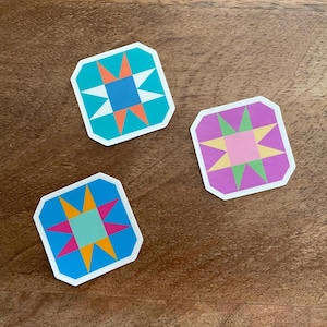 Quilt Block Sticker: Waterproof Sewing Gift (1.8&quot; x 1.8&quot;)