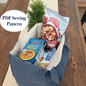 Reusable Grocery Bag Sewing Pattern, Market Bag Sewing Pattern, Tote Bag PDF Pattern, Shopping Bag Sewing Pattern
