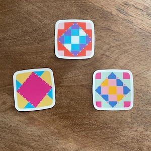 Quilt Block Sticker: Waterproof Sewing Gift (1.8&quot; x 1.8&quot;)