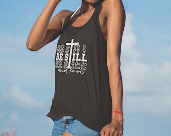 Be Still and Know, Women's Ideal Racerback Tank, spring christian tank top faith design Jesus clothing christian streetwear