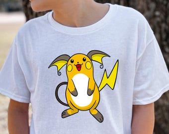 Ready to Press Pokemon Raichu, DTF Print Transfer, Heat Transfer for T-Shirts, Watercolor, Cartoon, Kids Design, Raichu,  Pokemon Raichu