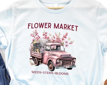 Ready to Press Spring Market DTF Print Transfer, Heat Transfer for T-Shirts, Spring Flowers, Full Color Transfer, Flower Market, Spring