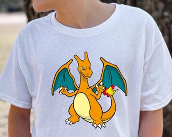 Ready to Press Pokemon Charizard, DTF Print Transfer, Heat Transfer for T-Shirts, Watercolor, Cartoon, Kids Design, Charizard, Pokemon
