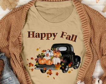 Ready to Press Happy Fall DTF Print Transfer, Heat Transfer for T-Shirts, Beautiful Fall Designs, Full Color Pumpkin, Farm