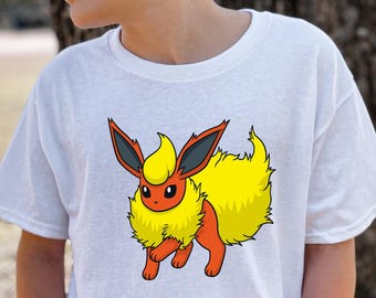 Ready to Press Pokemon Flareon, DTF Print Transfer, Heat Transfer for T-Shirts, Watercolor, Cartoon, Kids Design, Flareon, Pokemon