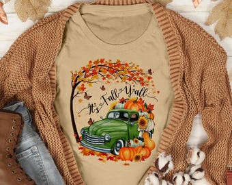 Ready to Press It's Fall Y'all DTF Print Transfer, Heat Transfer for T-Shirts, Beautiful Fall Designs, Full Color Pumpkin, Farm