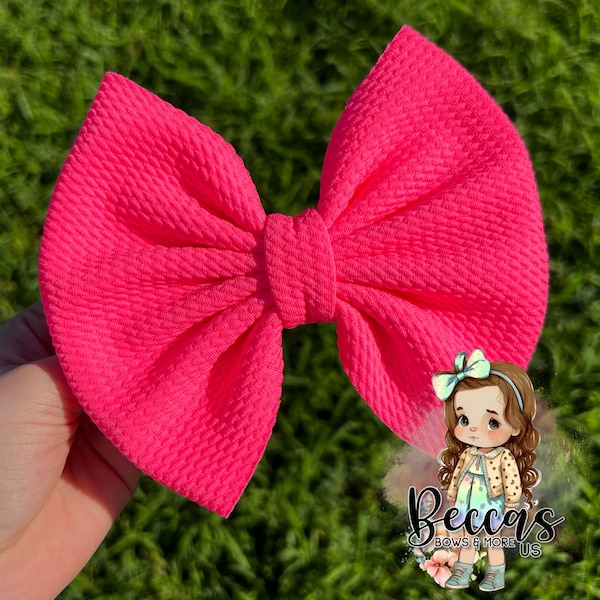 Bright Neon Pink Hairbow, Toddler/Little Girl Accessories
