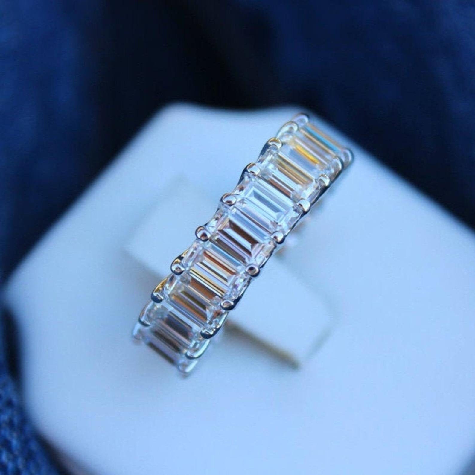 Emerald Cut Full Eternity Band Emerald Eternity Ring 14K Etsy