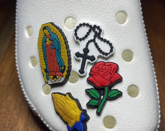 Shoe Charms, Cute Religious Charms, Virgin Mary, Praying Hands, Rose, Rosary, Jesus, Lady of Guadalupe