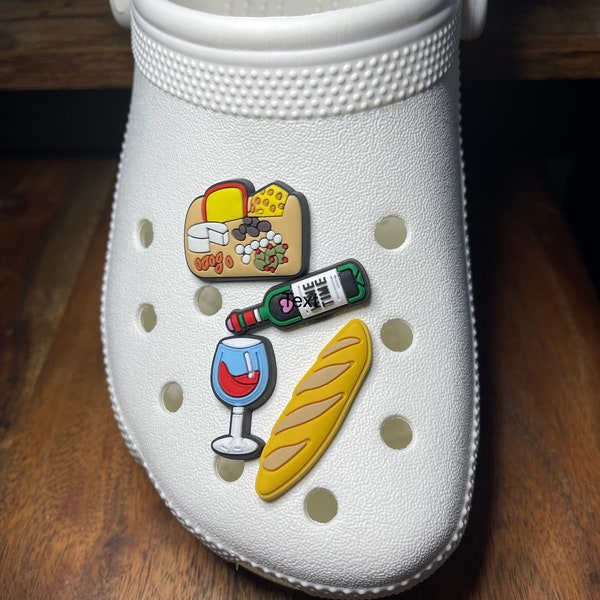 Shoe Charms, Cute Wine Bottle + Glass