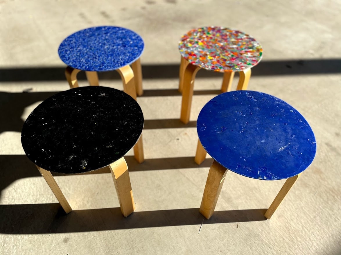 Recycled plastic Side table and upcycled second hand timber Etsy